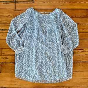 Kimchi Blue Blue and White Floral Pleated Mini Dress